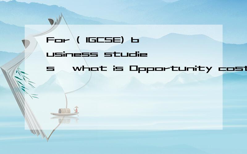 For ( IGCSE) business studies ,what is Opportunity costs ,do you have any example to explain