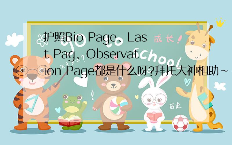 护照Bio Page、Last Pag、Observation Page都是什么呀?拜托大神相助~~