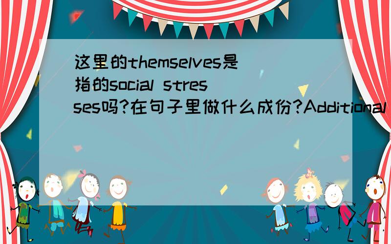 这里的themselves是指的social stresses吗?在句子里做什么成份?Additional social stresses may also occur because of the population explosion or problems arising from mass migration movements——themselves made relatively easy nowadays b