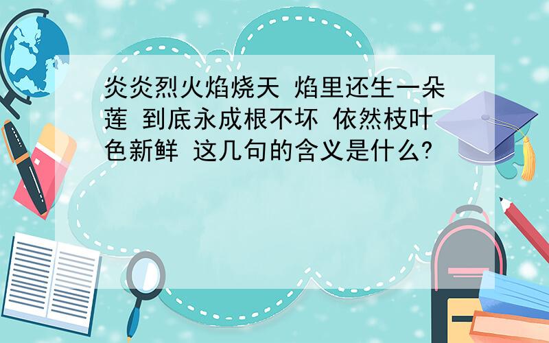 炎炎烈火焰烧天 焰里还生一朵莲 到底永成根不坏 依然枝叶色新鲜 这几句的含义是什么?