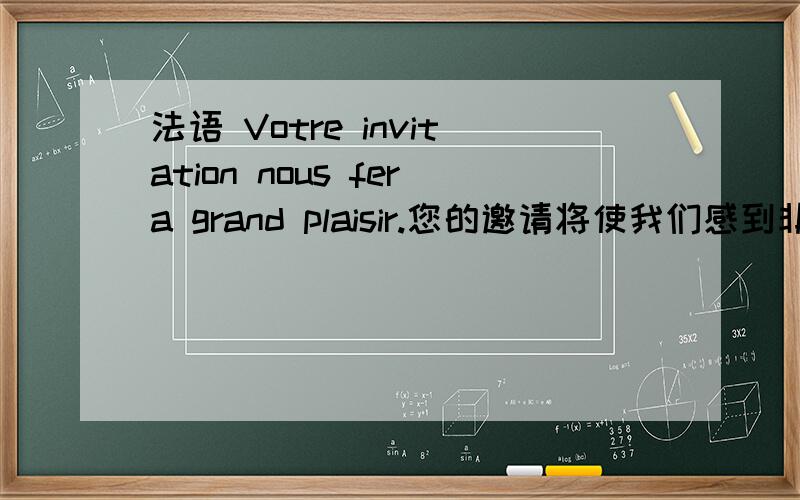 法语 Votre invitation nous fera grand plaisir.您的邀请将使我们感到非常高兴.------ fera是啥词?我法语 Votre invitation nous fera grand plaisir.您的邀请将使我们感到非常高兴.------fera是啥词?我怎么查不着啊?