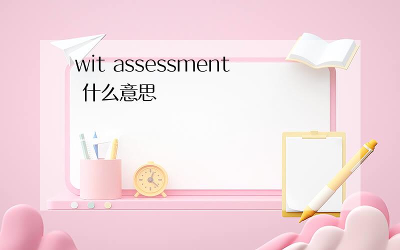 wit assessment 什么意思