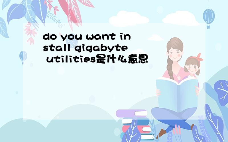 do you want install gigabyte utilities是什么意思