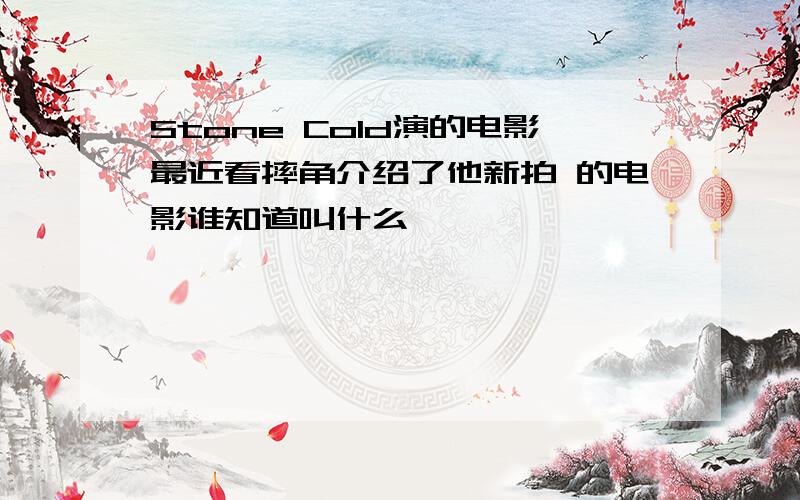 Stone Cold演的电影最近看摔角介绍了他新拍 的电影谁知道叫什么