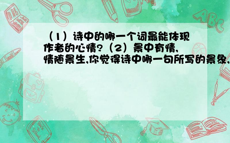 （1）诗中的哪一个词最能体现作者的心情?（2）景中有情,情随景生,你觉得诗中哪一句所写的景象,最能表现作者当时的心情,请简要分析.《秋日》【唐】耿玮 返照入闾巷,忧来谁共语? 古道少