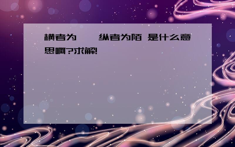 横者为阡,纵者为陌 是什么意思啊?求解!