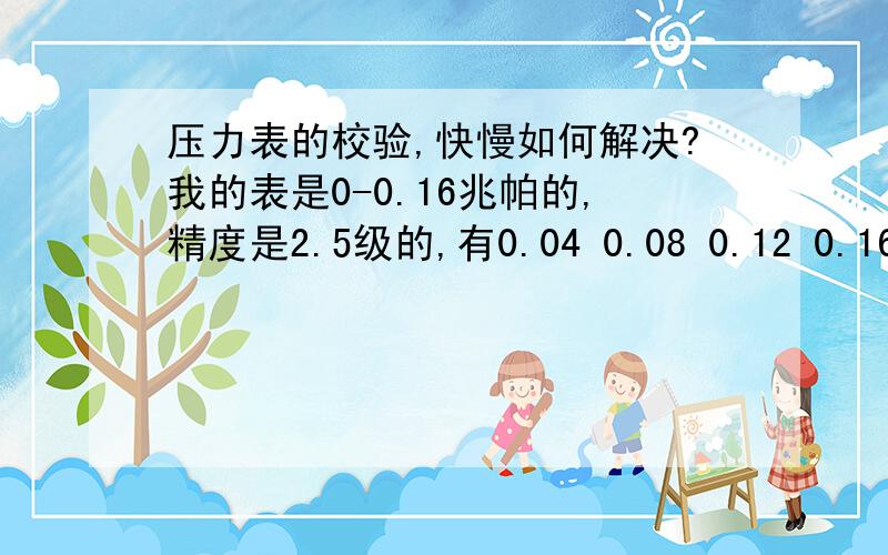 压力表的校验,快慢如何解决?我的表是0-0.16兆帕的,精度是2.5级的,有0.04 0.08 0.12 0.16几个点,有时候前面三个点都准确,就是最后一个点快,这是什么原因造成的?怎么解决?还有一就是,这几个点中