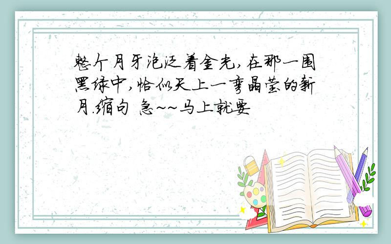 整个月牙泡泛着金光,在那一围黑绿中,恰似天上一弯晶莹的新月.缩句 急~~马上就要