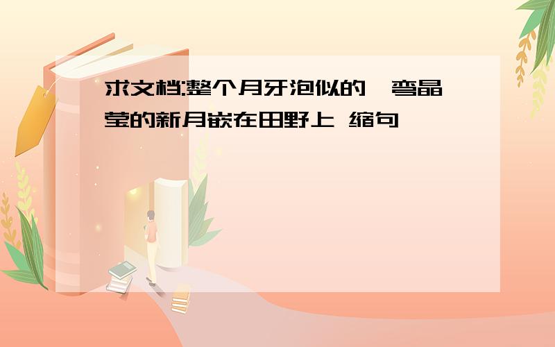 求文档:整个月牙泡似的一弯晶莹的新月嵌在田野上 缩句