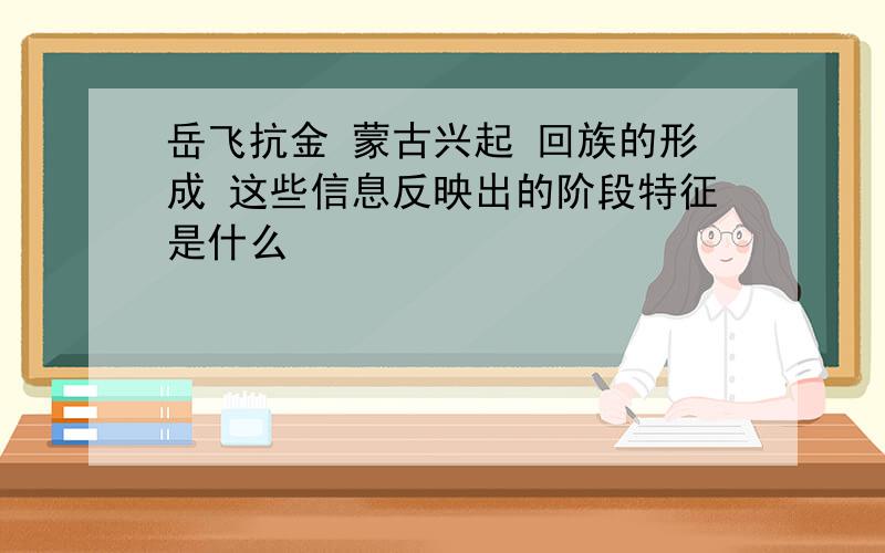 岳飞抗金 蒙古兴起 回族的形成 这些信息反映出的阶段特征是什么