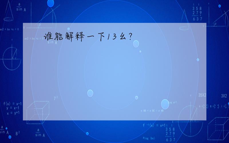 谁能解释一下13幺?