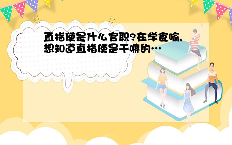 直指使是什么官职?在学食喻,想知道直指使是干嘛的…