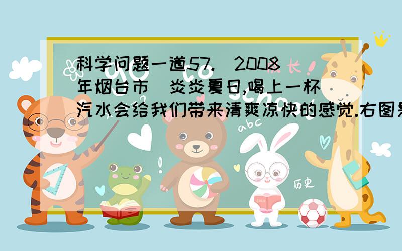 科学问题一道57.(2008年烟台市)炎炎夏日,喝上一杯汽水会给我们带来清爽凉快的感觉.右图是某种雪碧汽水标签中的部分内容,小明同学通过查阅资料得知：柠檬酸是一种无色晶体,能溶于水,属