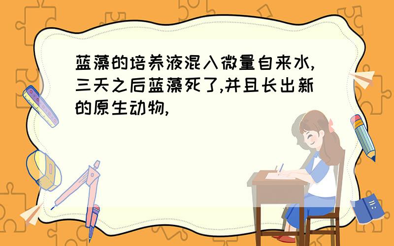 蓝藻的培养液混入微量自来水,三天之后蓝藻死了,并且长出新的原生动物,