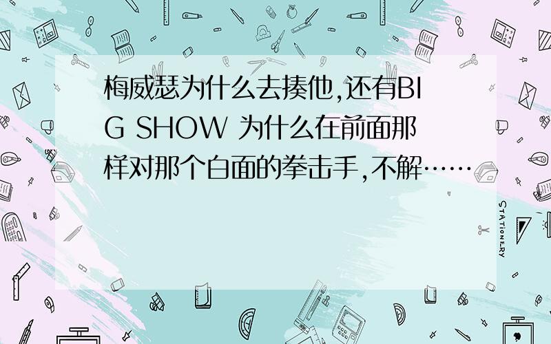 梅威瑟为什么去揍他,还有BIG SHOW 为什么在前面那样对那个白面的拳击手,不解……