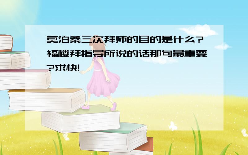 莫泊桑三次拜师的目的是什么?福楼拜指导所说的话那句最重要?求快!