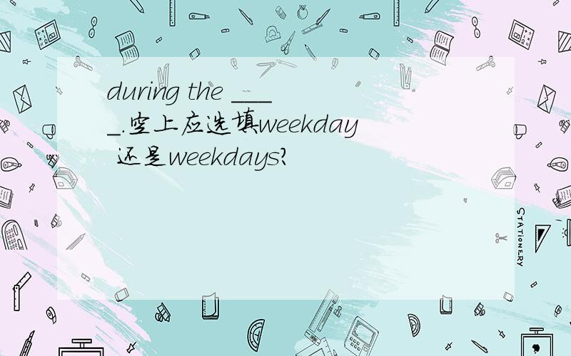 during the ____.空上应选填weekday 还是weekdays?
