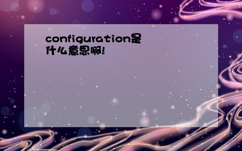 configuration是什么意思啊!