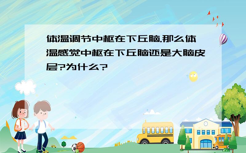 体温调节中枢在下丘脑.那么体温感觉中枢在下丘脑还是大脑皮层?为什么?