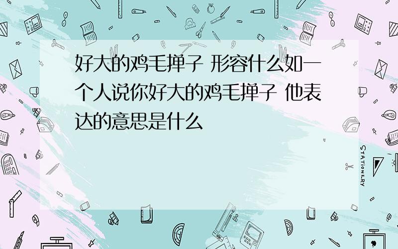 好大的鸡毛掸子 形容什么如一个人说你好大的鸡毛掸子 他表达的意思是什么