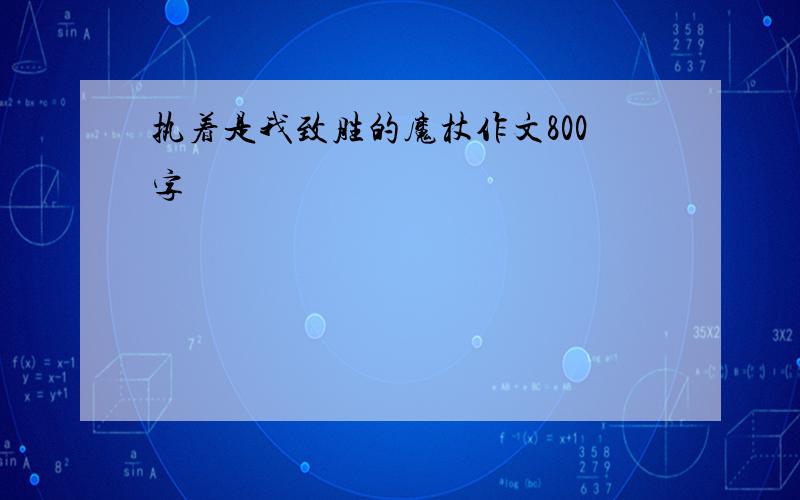 执着是我致胜的魔杖作文800字