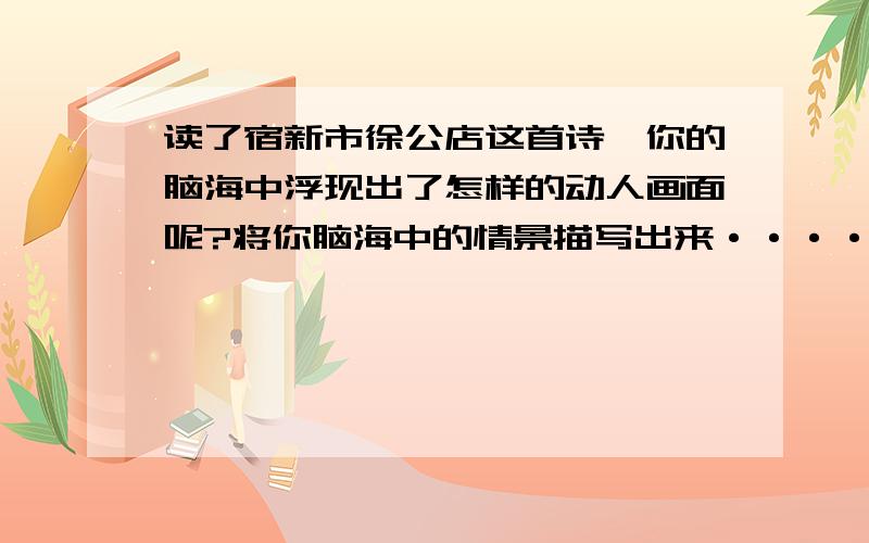 读了宿新市徐公店这首诗,你的脑海中浮现出了怎样的动人画面呢?将你脑海中的情景描写出来·····快······