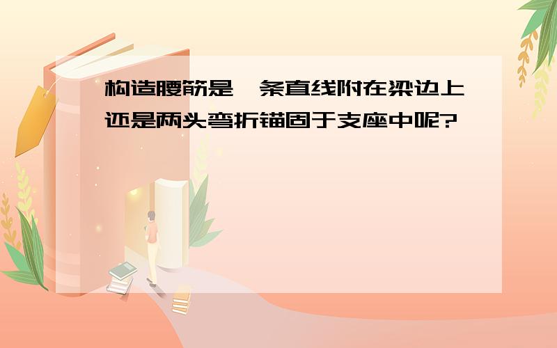 构造腰筋是一条直线附在梁边上还是两头弯折锚固于支座中呢?