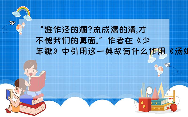 “谁作泾的溷?流成渭的清,才不愧我们的真面.”作者在《少年歌》中引用这一典故有什么作用《汤姆索亚历险记》中汤姆的好朋友哈克曾经救过谁?为什么救?请复述