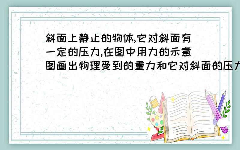 斜面上静止的物体,它对斜面有一定的压力,在图中用力的示意图画出物理受到的重力和它对斜面的压力