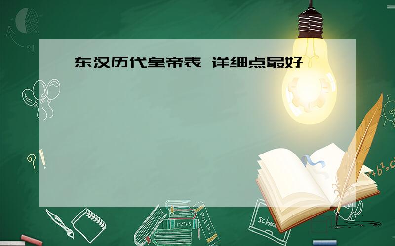 东汉历代皇帝表 详细点最好、