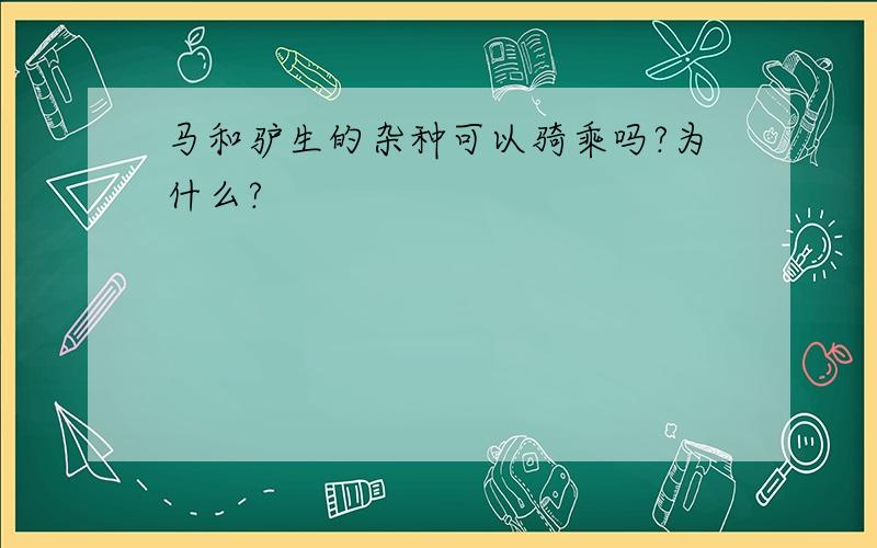 马和驴生的杂种可以骑乘吗?为什么?