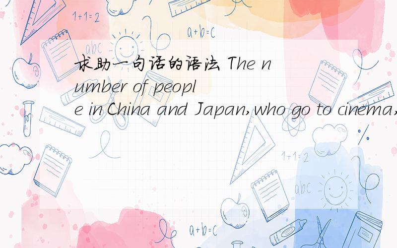 求助一句话的语法 The number of people in China and Japan,who go to cinema,are similar,with 200 and 300 respctively.如果错该怎么说呢?从句上有没有错误啊?