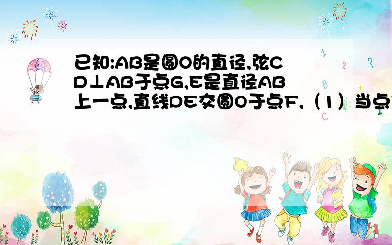 已知:AB是圆O的直径,弦CD⊥AB于点G,E是直径AB上一点,直线DE交圆O于点F,（1）当点E在直径AB上时,试证明OE*OP=r^2 这问我已经证出来了,不用劳烦打字了!（2）当点E在AB(或BA)的延长线上时,以如图2点E