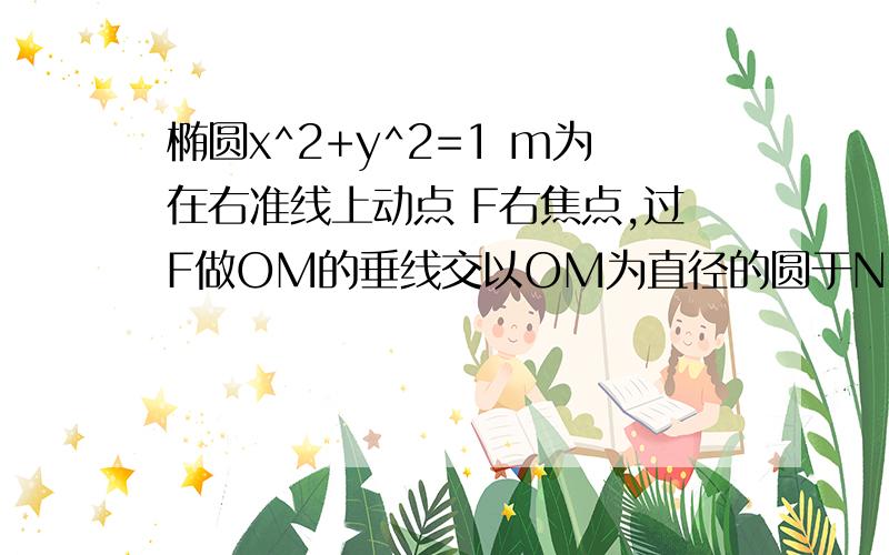 椭圆x^2+y^2=1 m为在右准线上动点 F右焦点,过F做OM的垂线交以OM为直径的圆于N,求证ON长为定值