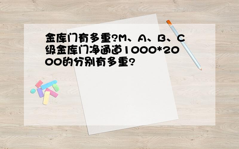 金库门有多重?M、A、B、C级金库门净通道1000*2000的分别有多重?