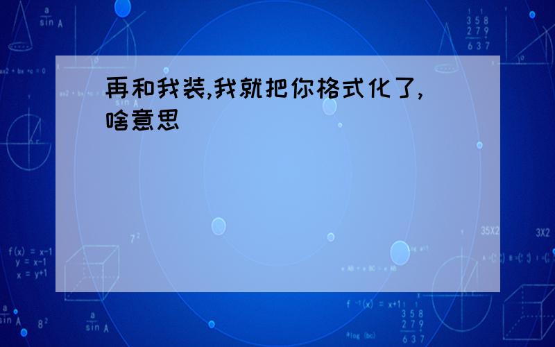 再和我装,我就把你格式化了,啥意思