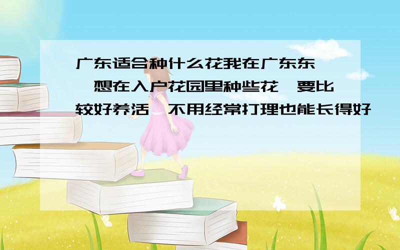 广东适合种什么花我在广东东莞,想在入户花园里种些花,要比较好养活,不用经常打理也能长得好,凋谢之后来年还会再开花那种,要漂亮的花花,不要什么富贵竹啊什么之类的~