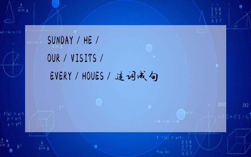 SUNDAY / HE / OUR / VISITS / EVERY / HOUES / 连词成句