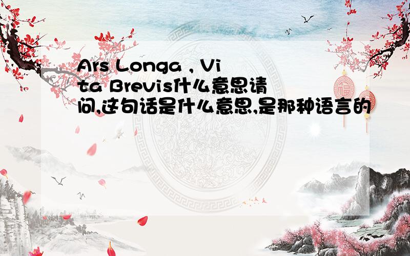 Ars Longa , Vita Brevis什么意思请问,这句话是什么意思,是那种语言的