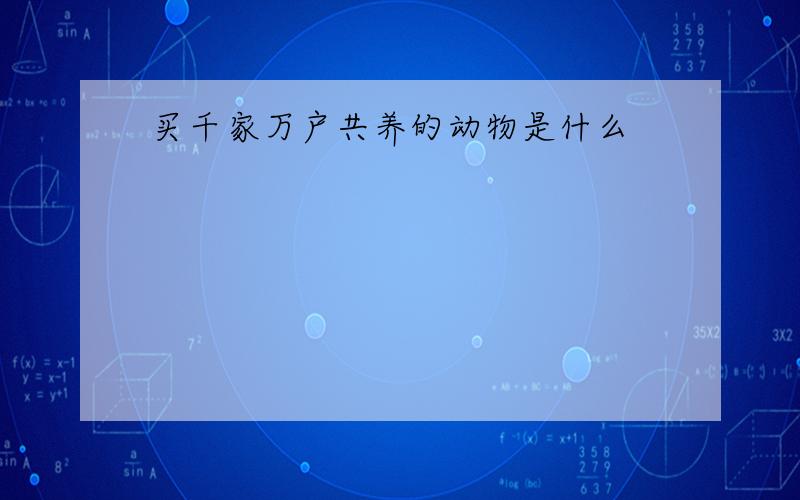 买千家万户共养的动物是什么