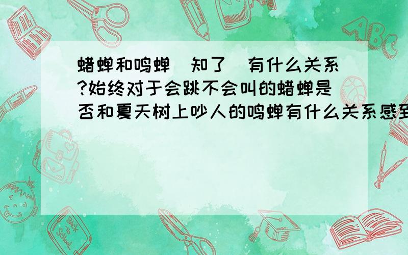 蜡蝉和鸣蝉（知了）有什么关系?始终对于会跳不会叫的蜡蝉是否和夏天树上吵人的鸣蝉有什么关系感到困惑,有相似的地方也有不同的地方,是否是同一大类的?