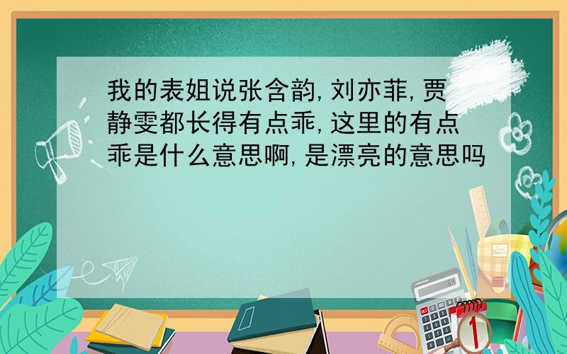 我的表姐说张含韵,刘亦菲,贾静雯都长得有点乖,这里的有点乖是什么意思啊,是漂亮的意思吗