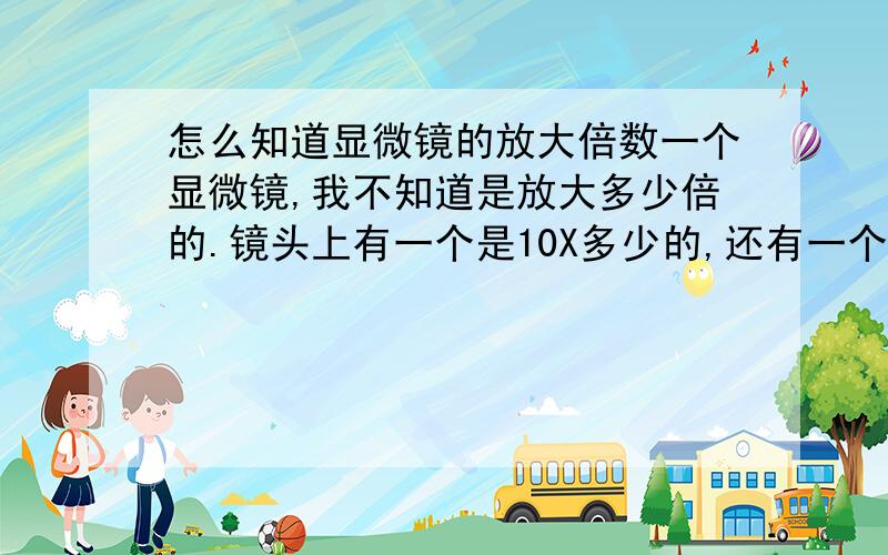 怎么知道显微镜的放大倍数一个显微镜,我不知道是放大多少倍的.镜头上有一个是10X多少的,还有一个镜头是40X多少的,这么知道他的放大倍数啊还有一个是60X的