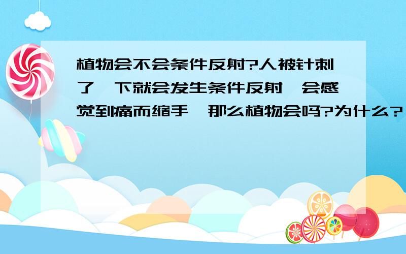 植物会不会条件反射?人被针刺了一下就会发生条件反射,会感觉到痛而缩手,那么植物会吗?为什么?