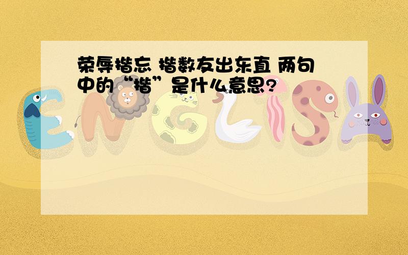 荣辱揩忘 揩数友出东直 两句中的“揩”是什么意思?