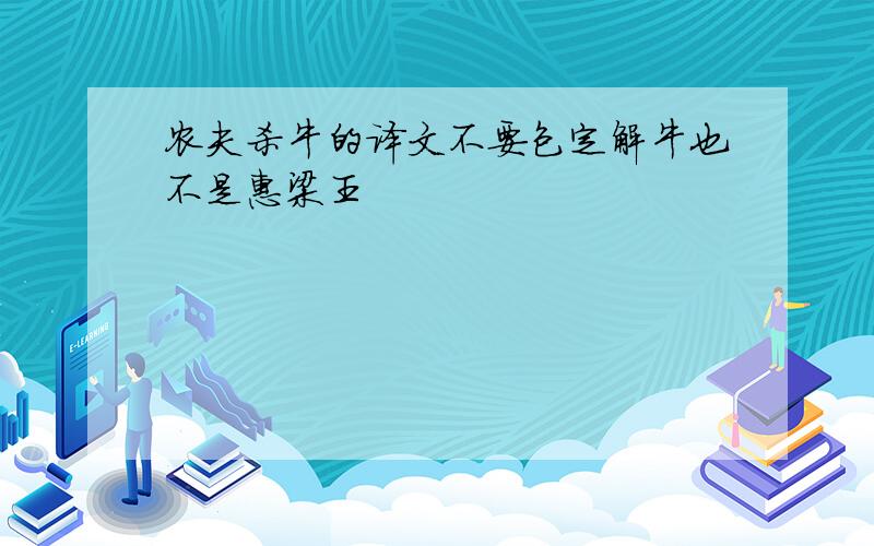 农夫杀牛的译文不要包定解牛也不是惠梁王