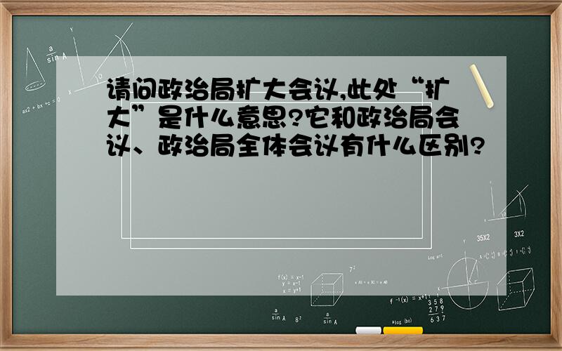 请问政治局扩大会议,此处“扩大”是什么意思?它和政治局会议、政治局全体会议有什么区别?