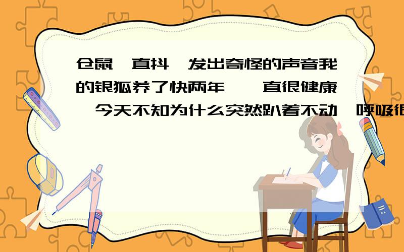 仓鼠一直抖,发出奇怪的声音我的银狐养了快两年,一直很健康,今天不知为什么突然趴着不动,呼吸很困难的样子,发出“啾啾”和冒气泡一样的声音.除此之外都很正常,而且最近的气温也应该不