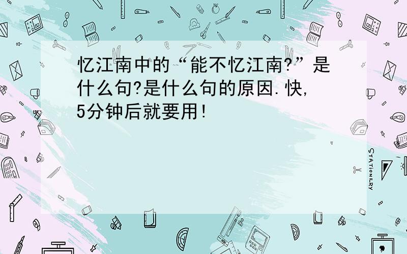 忆江南中的“能不忆江南?”是什么句?是什么句的原因.快,5分钟后就要用!