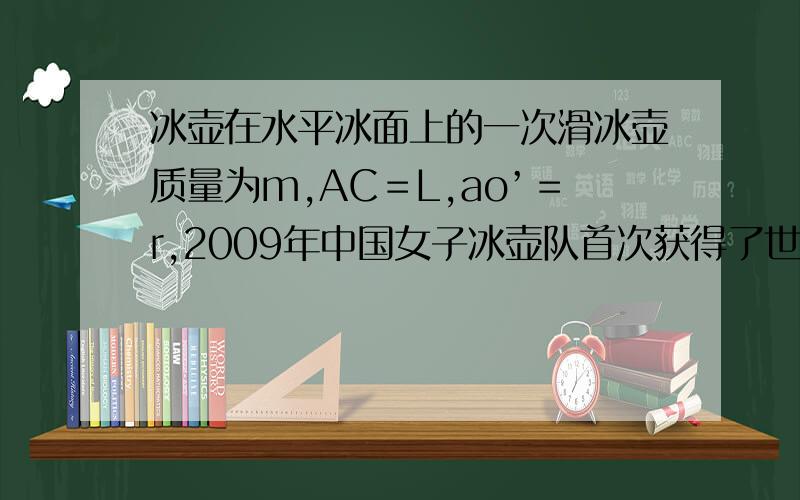 冰壶在水平冰面上的一次滑冰壶质量为m,AC＝L,ao’＝r,2009年中国女子冰壶队首次获得了世界锦标赛冠军,这引起了人们对冰壶运动的关注.冰壶在水平冰面上的一次滑行可简化为如下过程：如题